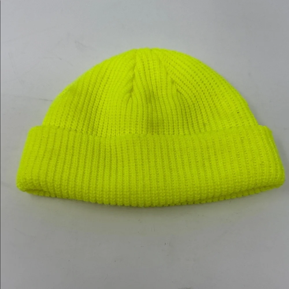Kids Neon Yellow Knit Beanie - Lightweight Winter Hat